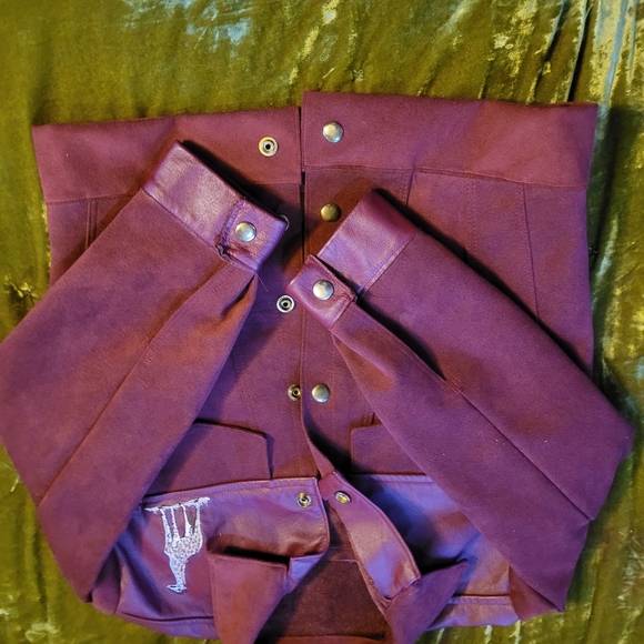 Maroon leather and suede jacket - Picture 3 of 8